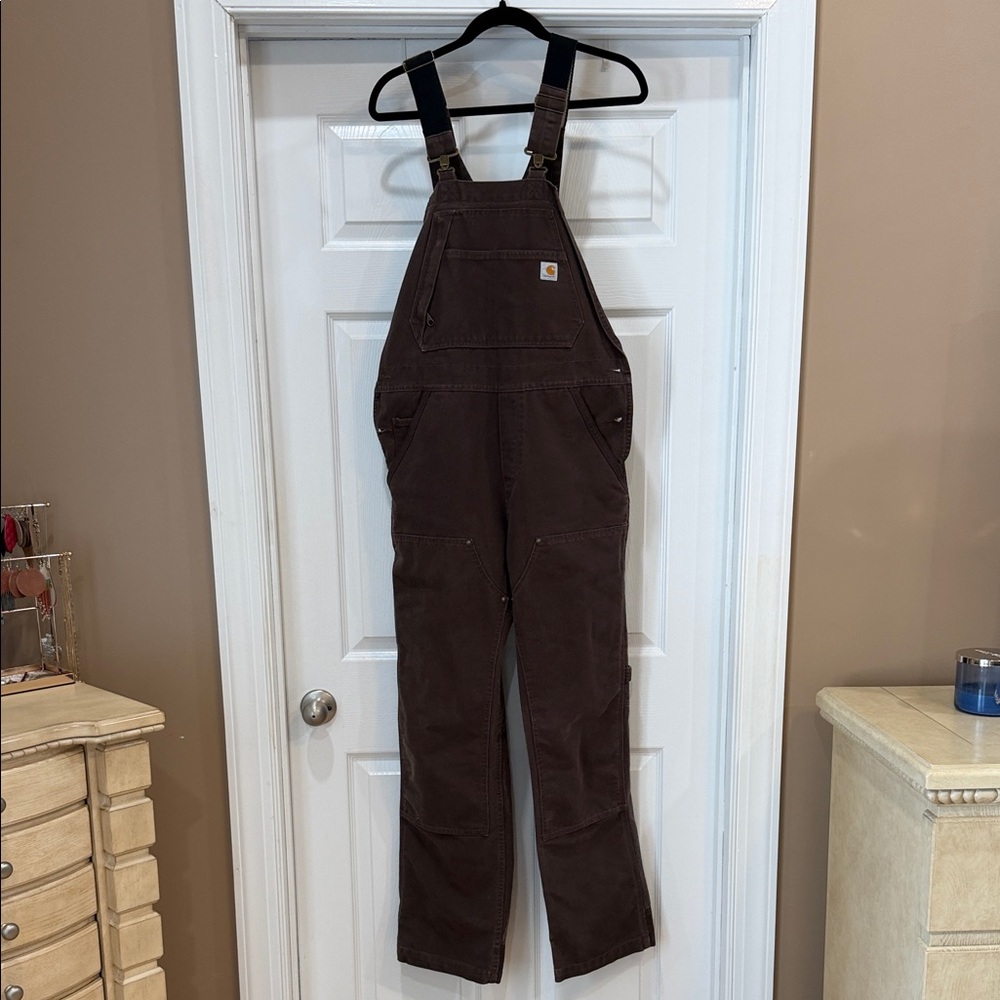 Carhartt Women's Dark Brown Overalls. Med. Tall.